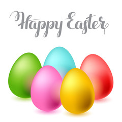 Happy Easter greeting card with eggs. Concept can be used for holiday invitations and posters