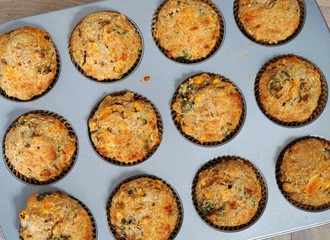 Homemade corn muffins in the baking pan