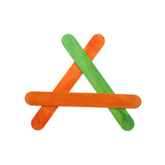 Colorful wood ice lolly sticks, Ice cream sticks, isolated on wh