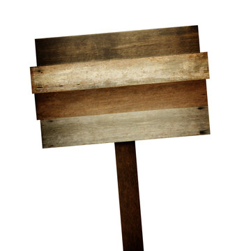 Wooden sign isolated on white. Wood old planks sign.