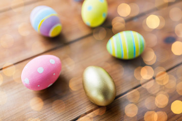 close up of colored easter eggs
