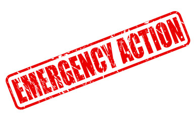 EMERGENCY ACTION red stamp text