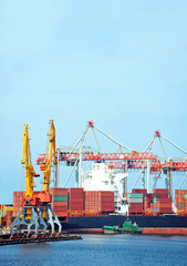 Fototapeta premium Cargo crane and ship