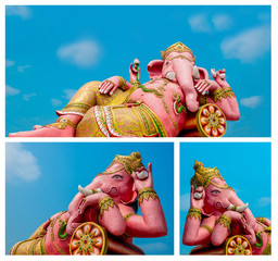 Set of ganesh statue with blue sky