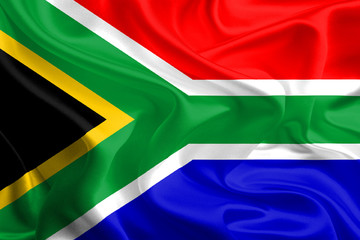 Waving Fabric Flag of South Africa