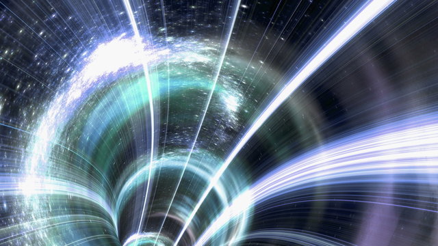 Animated wormhole a tunnel through space. Loop-able 4k