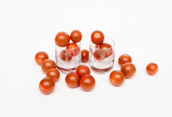 Cherry tomatoes in shot glass
