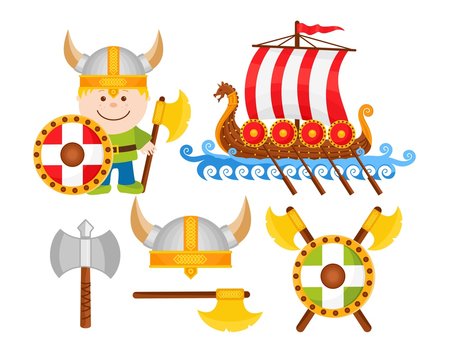 Cartoon Viking Icon Set
