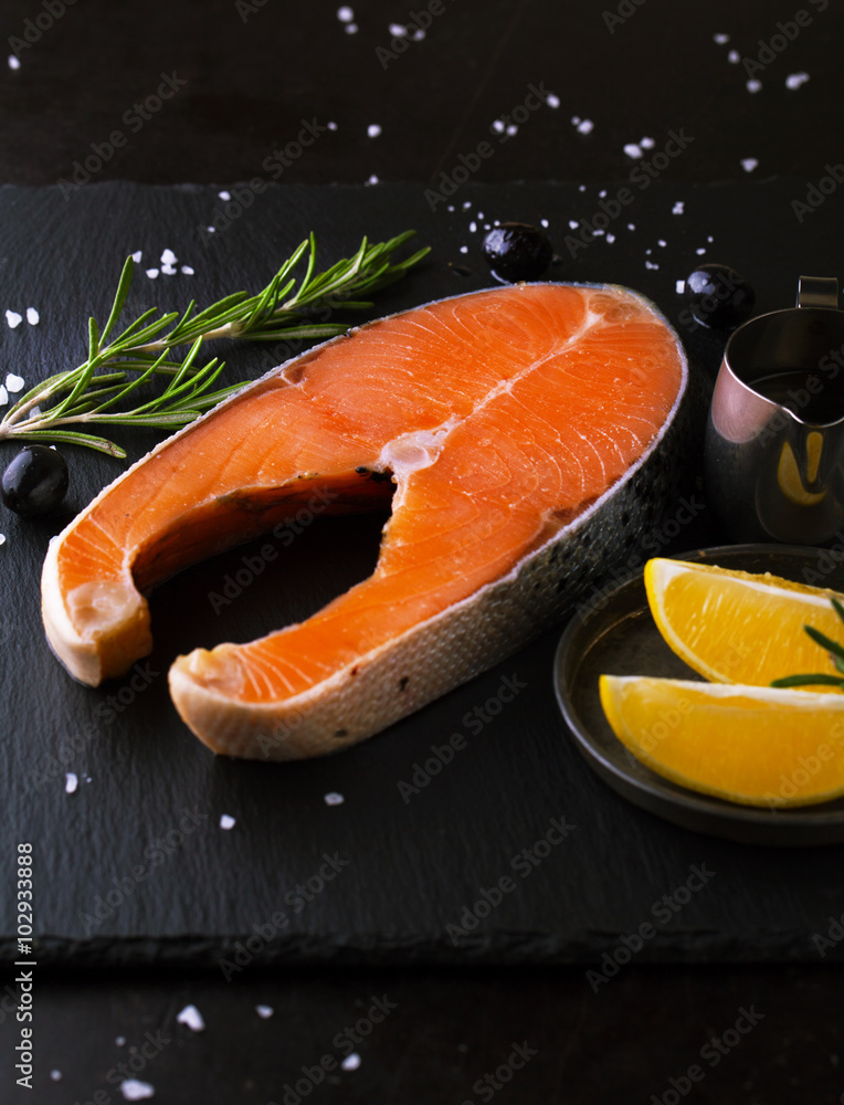 Canvas Prints Raw salmon with lemon and spices