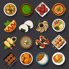 Japanese food icon set