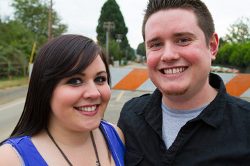 Obraz premium Engaged Couple Portrait Outdoors