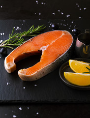 Raw salmon with lemon and spices