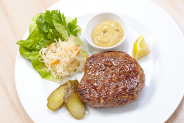 steak with cabbage salad