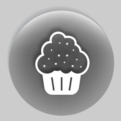 Flat paper cut style icon of cake