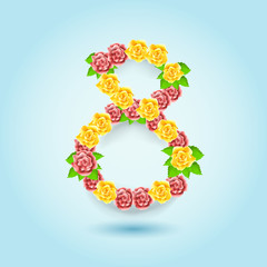 March 8 greeting card. Background vector template