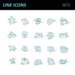 Modern thin line icons set for business