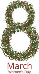 Greeting card with March 8. International Women's Day greeting card template