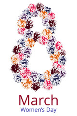 Greeting card with March 8. International Women's Day greeting card template