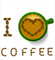 Coffee mug and the words I love coffee