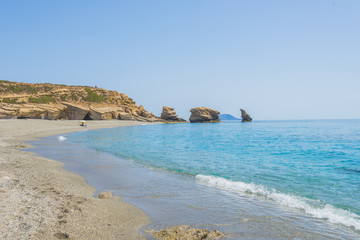 Triopetra beach, Crete. The beach of Triopetra (meaning 