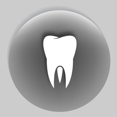 Flat paper cut style icon of tooth. Dentistry symbol