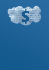 US Dollar Symbol inside a Cloud with Binary data