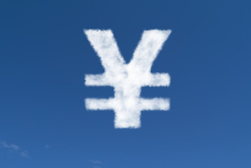 Obraz premium Chinese Yuan Symbol in the form of a Cloud