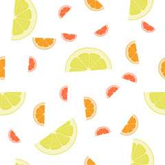 Orange, Lemon ,Grapefruit seamless background pattern.