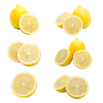 Lemon fruits collection isolated on a white background