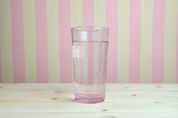 Pink Glass and Kitchen Wall