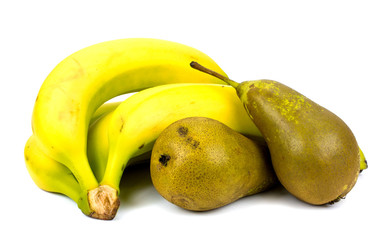 bananas and pears  isolated on white background