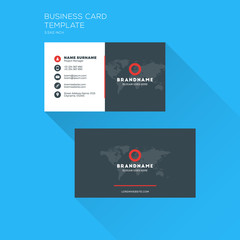 Corporate Business Card Print Template. Personal Visiting Card with company Logo. Clean Flat Design. Vector Illustration