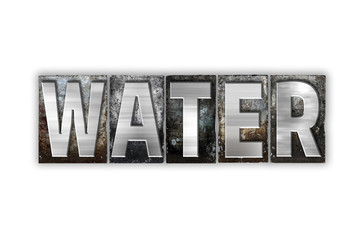 Water Concept Isolated Metal Letterpress Type