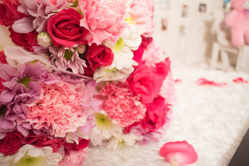 beautiful boquet with rose can carnation flower decoration in we