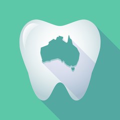 long shadow tooth icon with  a map of Australia