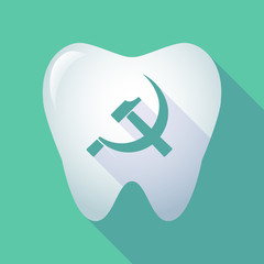 long shadow tooth icon with  the communist symbol