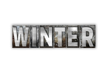 Fototapeta na wymiar Winter Concept Isolated Metal Letterpress Type