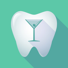 long shadow tooth icon with a cocktail glass