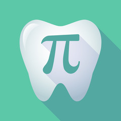 long shadow tooth icon with the number pi symbol