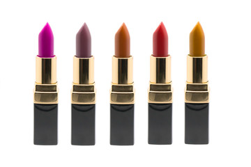 Set of variety color lipsticks red purple nude tone