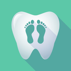 long shadow tooth icon with two footprints
