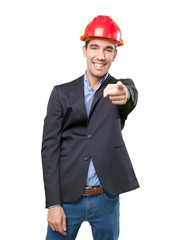 Funny architect pointing you