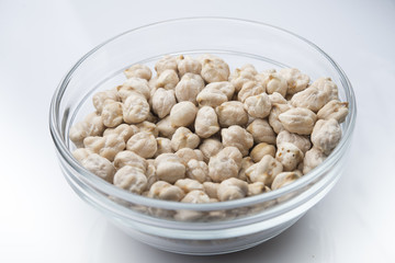 chickpeas on white background
