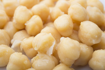 Pile of chickpeas against white background