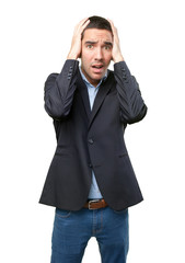 Depressed young businessman