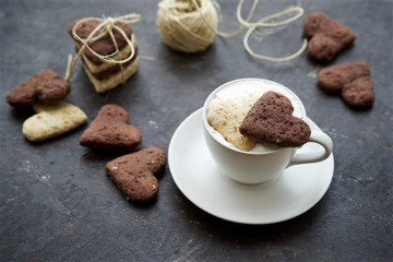 Homemade chocolate  heart-shaped cookies
