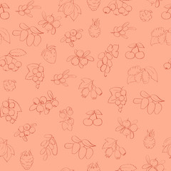seamless pattern with berries outline