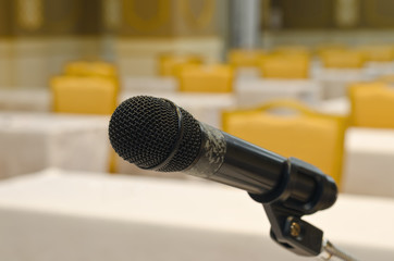 Fototapeta premium Close up of microphone in conference room