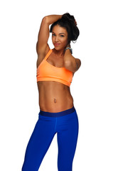Fototapeta premium Fitness woman with long dark hair.