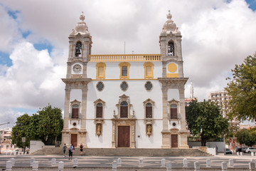 Fototapeta na wymiar View of the landmark church of Carmo located in Faro, Portugal.